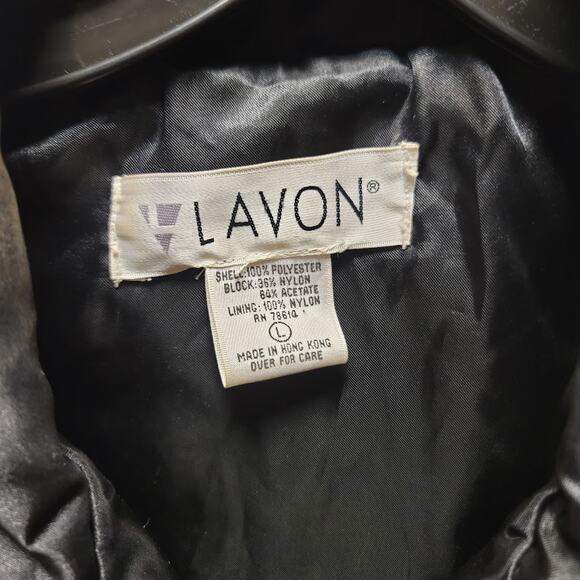 Vintage LAVON Windbreaker Jacket Women LARGE Velour Embroidered Gold cinched 90s - Picture 3 of 6